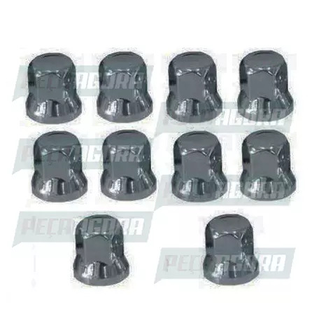 CAIXA COM 10 CAPA PORCA RODA CROMADA PADRAO 32 ALTA VOLVO (CX.059015**10)