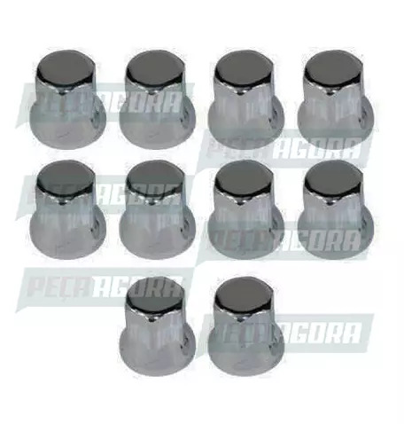 CAIXA COM 10 CAPA PORCA RODA CROMADA PADRAO 33 ALTA PARA SCANIA 113/124 (CX.0590