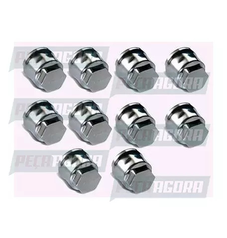 CAIXA COM 10 CAPA PORCA RODA CROMADA BEPO 32(M-159F) EURO (CX.440579**10)