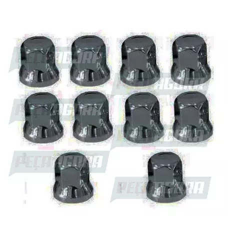 CAIXA COM 10 CAPA PORCA RODA CROMADA PADRAO 30 ALTA MERCEDES BENZ 1618 BICUDO (C