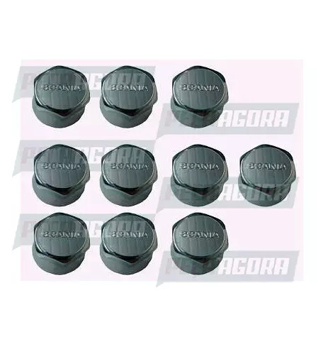 CAIXA COM 10 CAPA PORCA RODA CROMADA PARA SCANIA 33 TRACAO TOP (CX.452838**10)