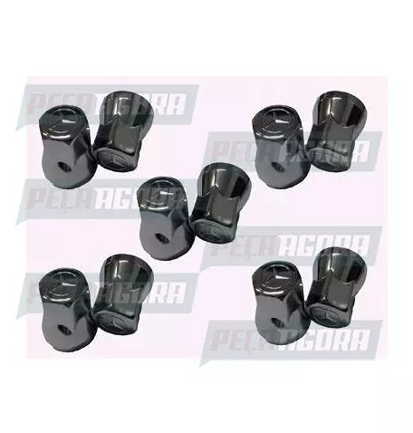 CAIXA COM 10 CAPA PORCA RODA CROMADA MERCEDES BENZ 33 TRACAO TOP (CX.452842**10)