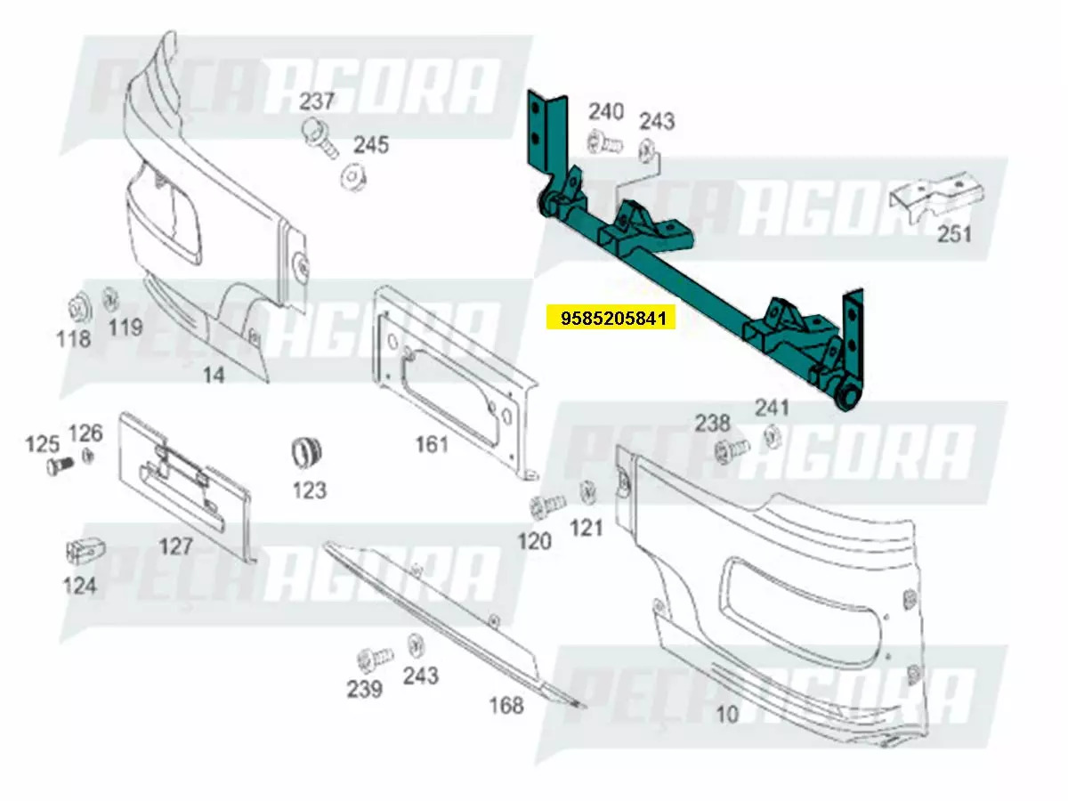 SUPORTE PARACHOQUE MERCEDES BENZ ATEGO (9585205841)