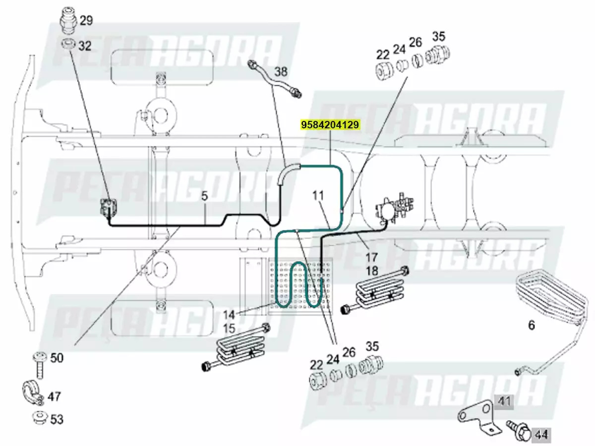 TUBO DE AR APOS FLEXIVEL MB AXOR 1933 2533 2625 2831 2825 (9584204129)
