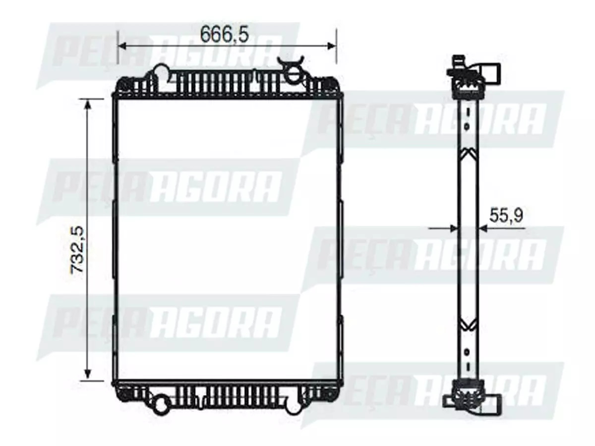 RADIADOR DE AGUA SEM LATERAL VW CONSTELLATION 26260E 31260E (2U2121253J.)