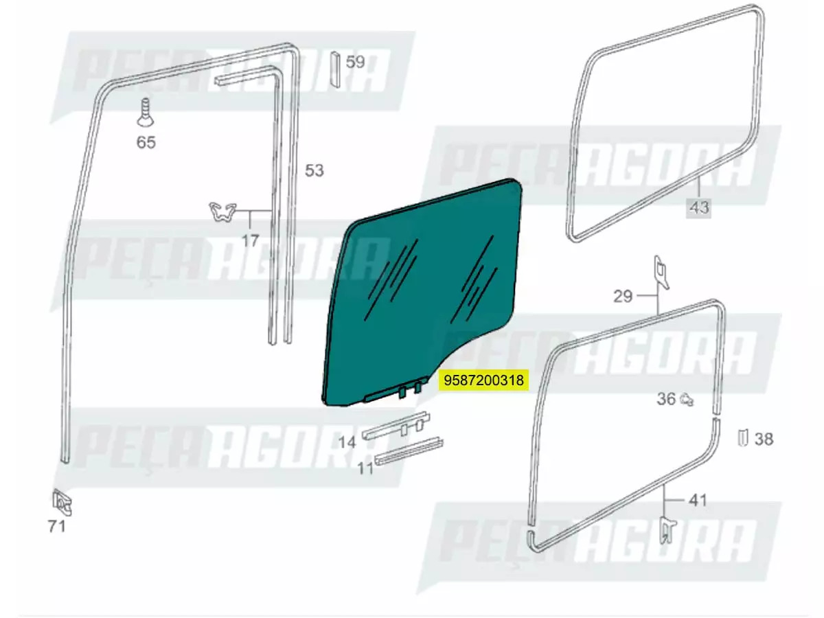 VIDRO PORTA LE MB AXOR 1315 1418 1518 1718 1719 1723 1725 1726 1729 1933 2035 20