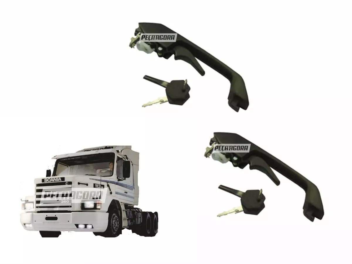 PAR MACANETA EXTERNA PORTA COM CHAVE LD LE PRETA PARA SCANIA (P.296210A)