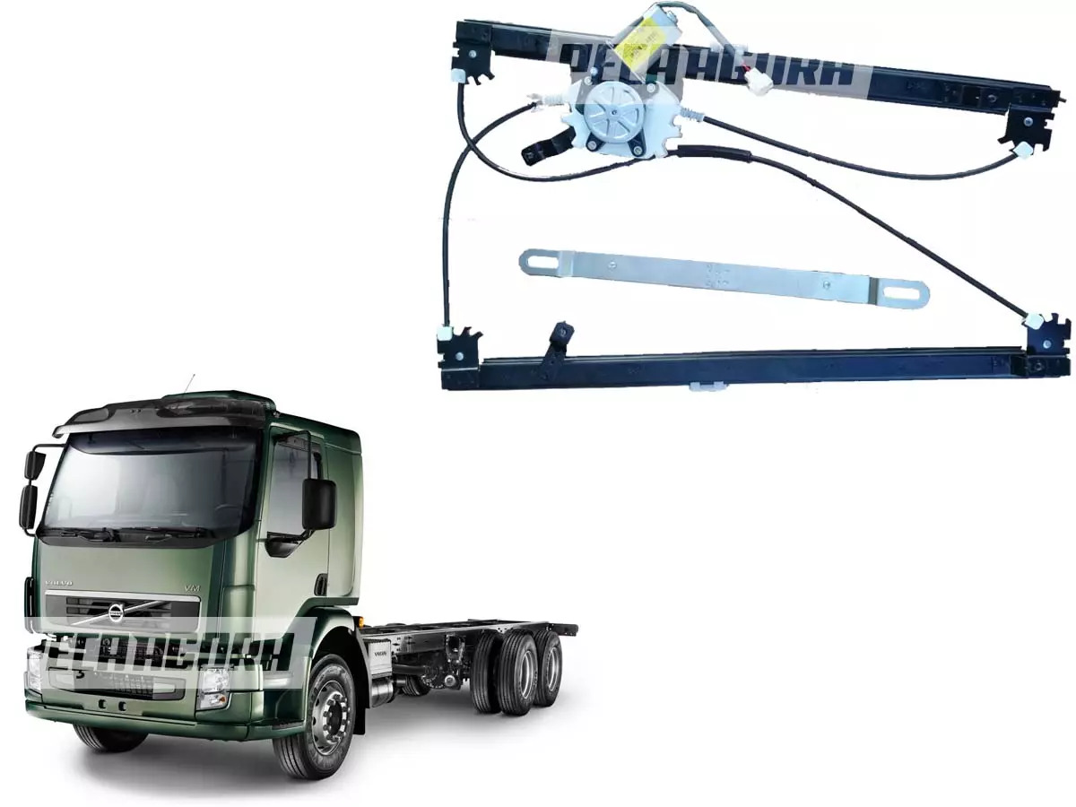 MAQUINA VIDRO PORTA ELETRICA ESQUERDO COM MOTOR VOLVO VM 2004 A 2008 PLUG BRANCO