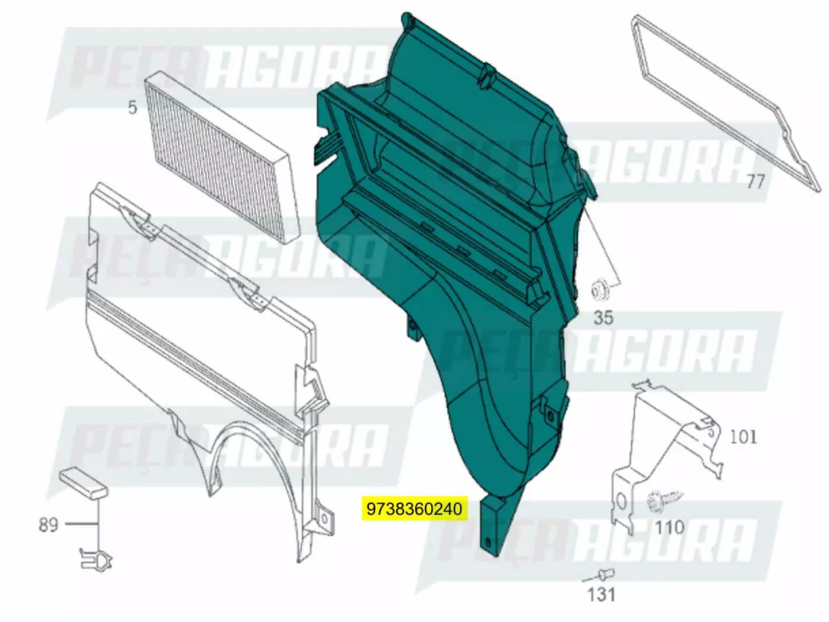 CARCACA ENTRADA DE AR FRONTAL MB   (9738360240)