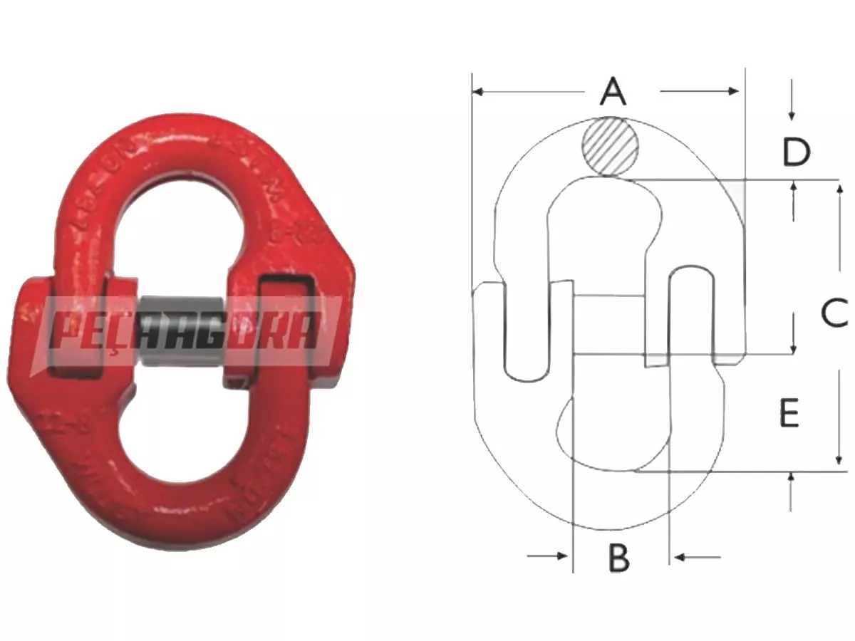 ELEMENTO DE LIGACAO FORJADO GRAU 8 CORRENTE 13MM 5300 KGF (BLT370)