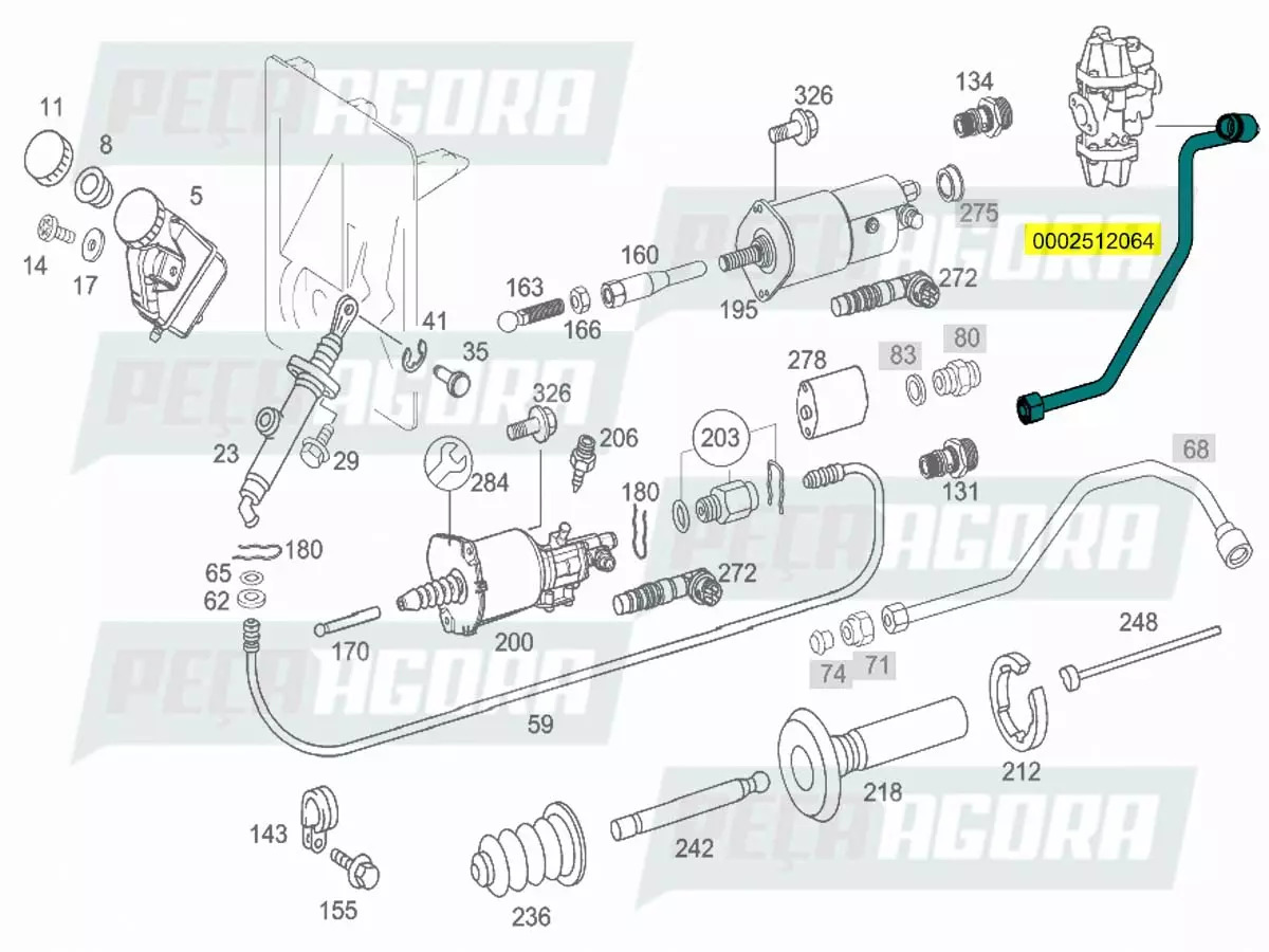 TUBO DO AR COMPRIMIDO MB AXOR 1933 2533 2625 2826 2831 3131 2035 2040 2044 MERCE