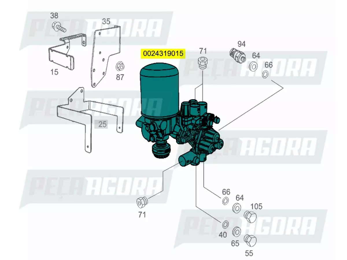 VALVULA APU COMPLETA MB ATEGO 2426 2730 2016 EM DIANTE MERCEDES BENZ (0024319015