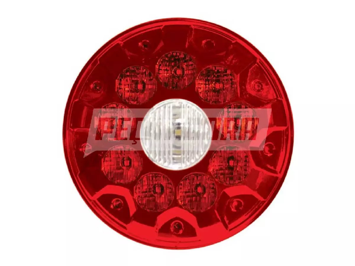 LANTERNA 10 LEDS 24V FREIO RE TRASEIRA SUPORTE NOMA VERMELHA CRISTAL 155MM (PL07