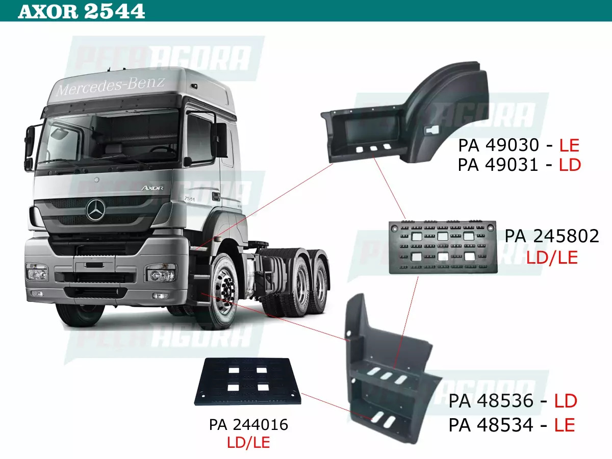 KIT ESTRIBO BORRACHA ESQUERDO MB AXOR 2544 MERCEDES BENZ (K.00030)
