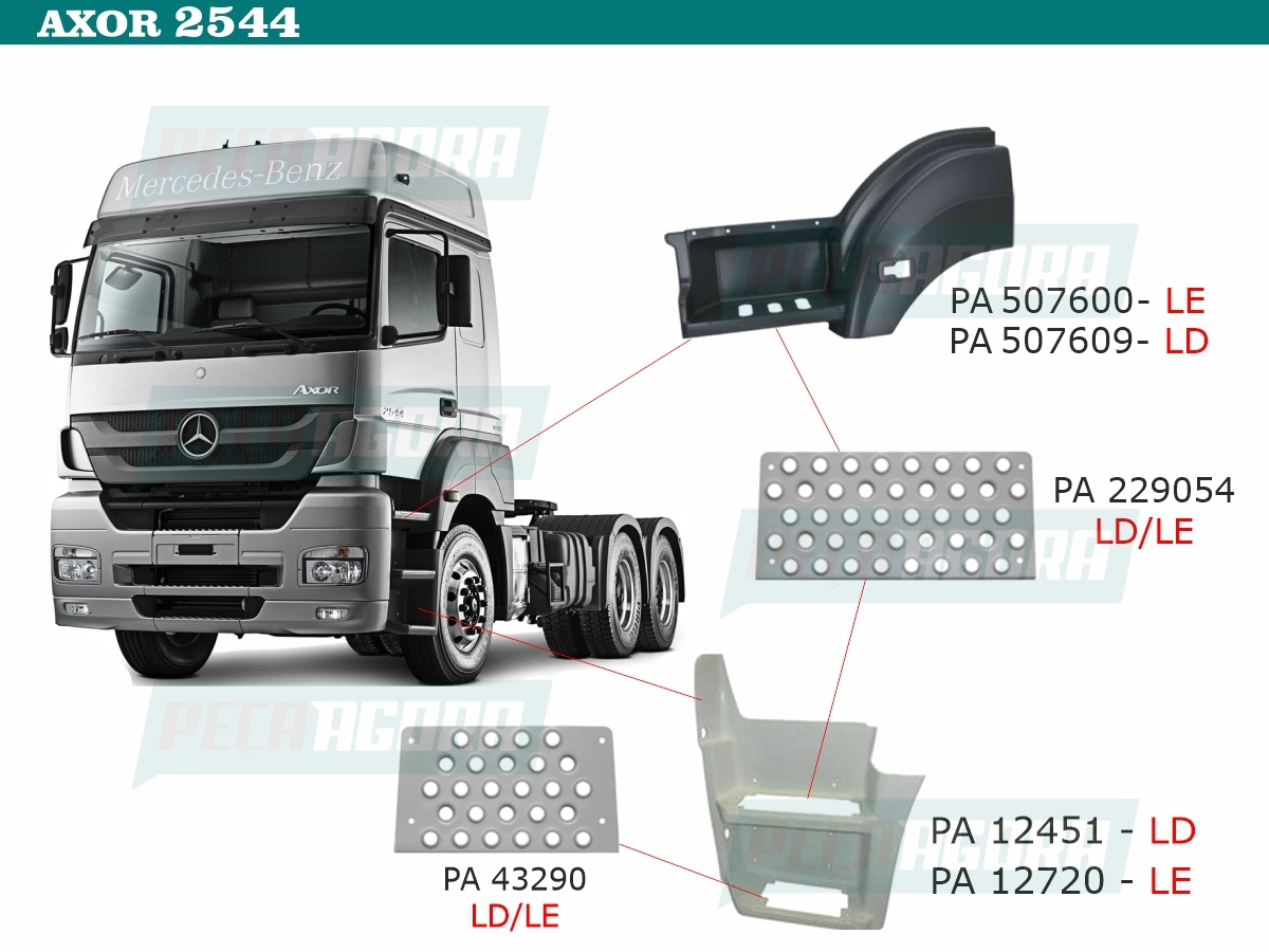 KIT ESTRIBO METAL DIREITO MB AXOR 2544 MERCEDES BENZ (K.00033)