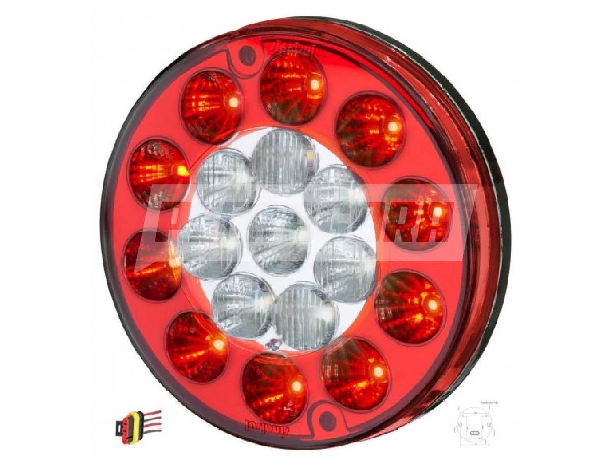 LANTERNA TRASEIRA LED BIVOLT 135MM MULTIFUNCAO VERMELHA CRISTAL UNIVERSAL CARRET