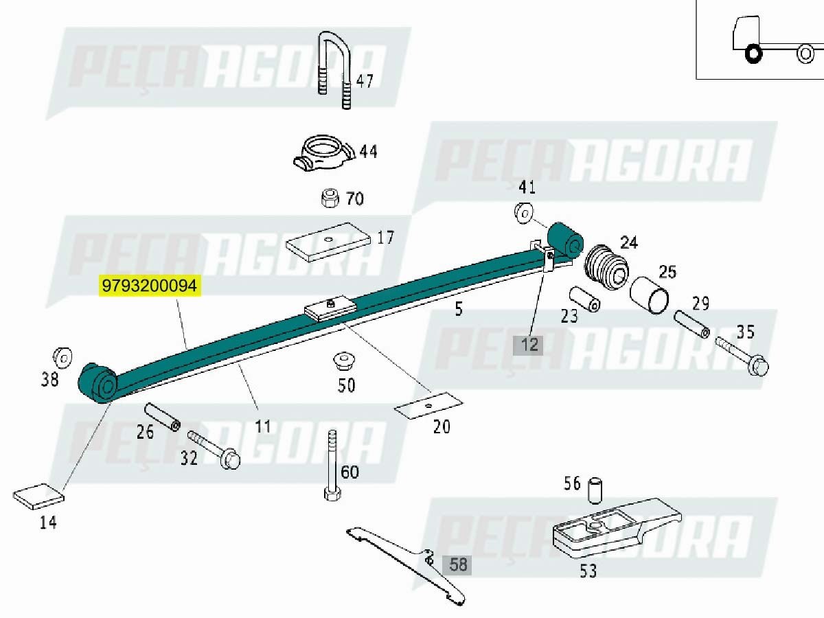 LAMINA DO FEIXE DE MOLA 1 MB   (9793200094,.-.)