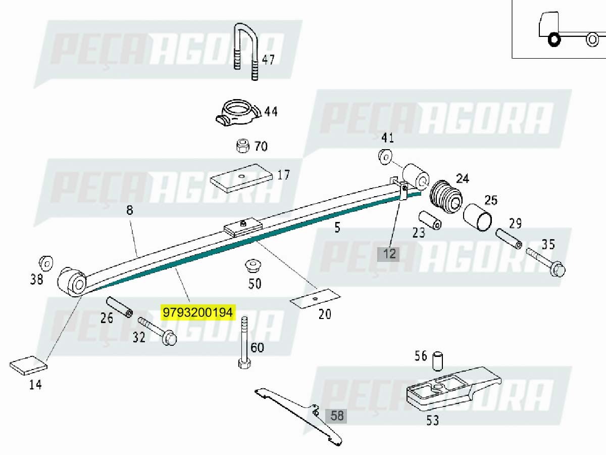 LAMINA DO FEIXE DE MOLA 2 MB   (9793200194)