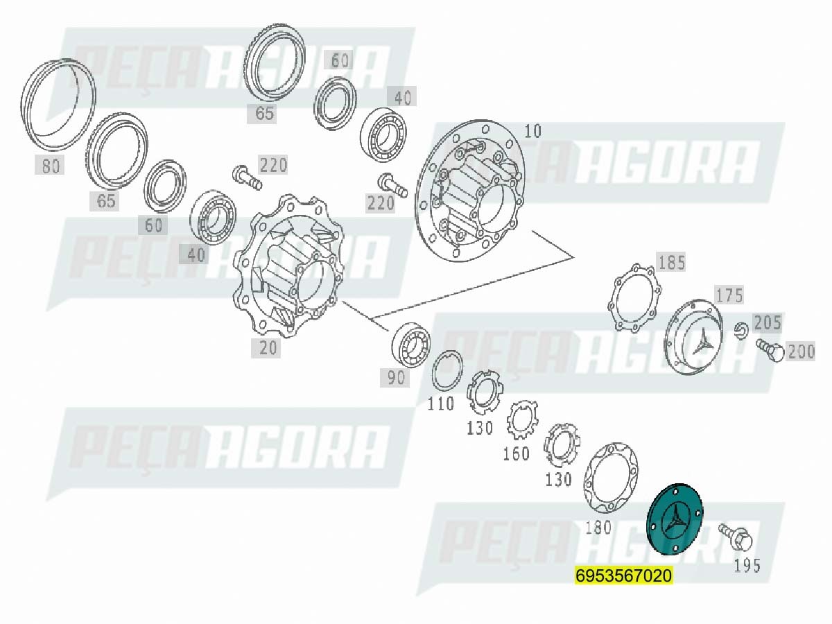 TAMPA DO CUBO DE RODA CAMINHAO MB   (6953567020)