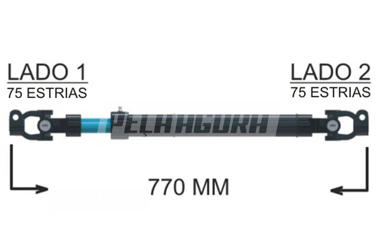 COLUNA DIRECAO COMPLETA 770MM PARA SCANIA T112 T113H T142 (1344301)