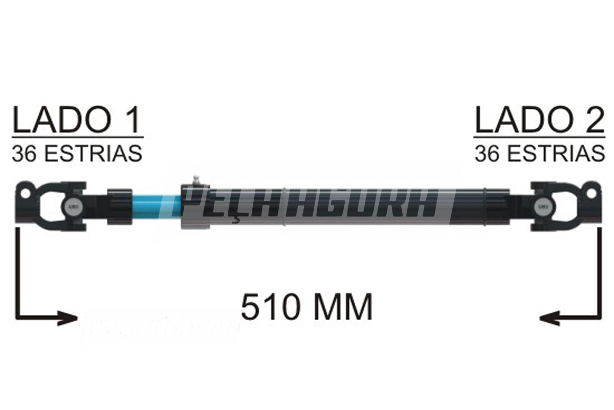 COLUNA DIRECAO COMPLETA 510MM FORD CARGO 814 815 815E 815S 915  (1C453C529AA-)