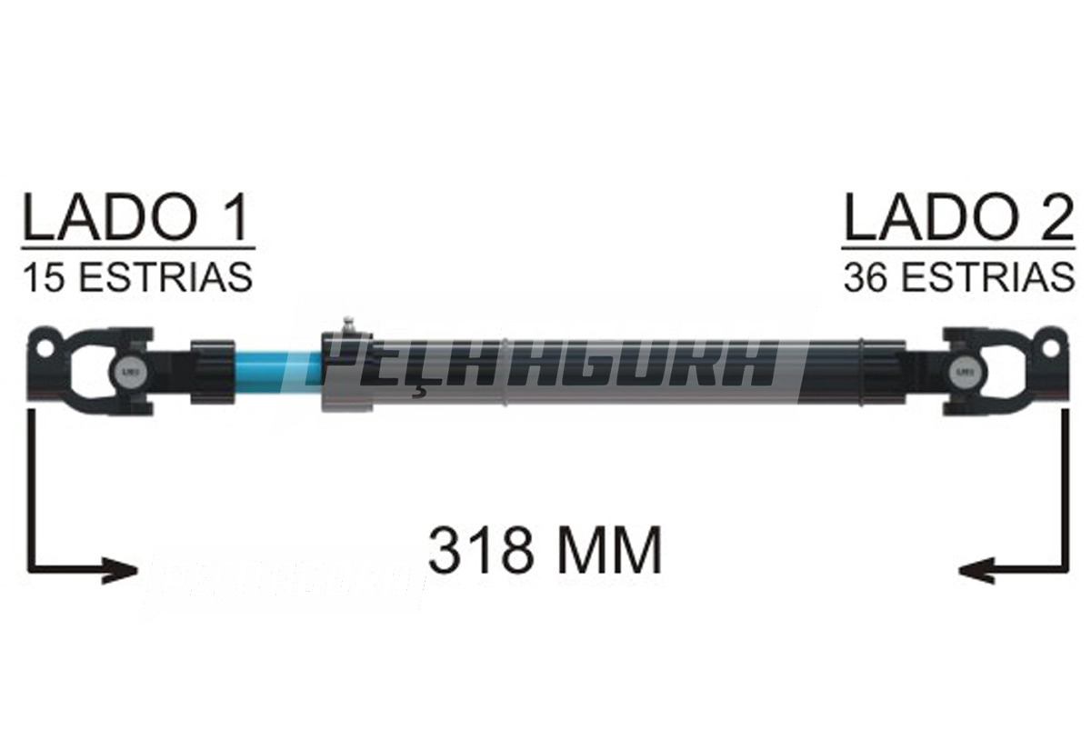 COLUNA DIRECAO PARCIAL 318MM VW 13150 13170 13170 13180 13190 15170 15180 17210 