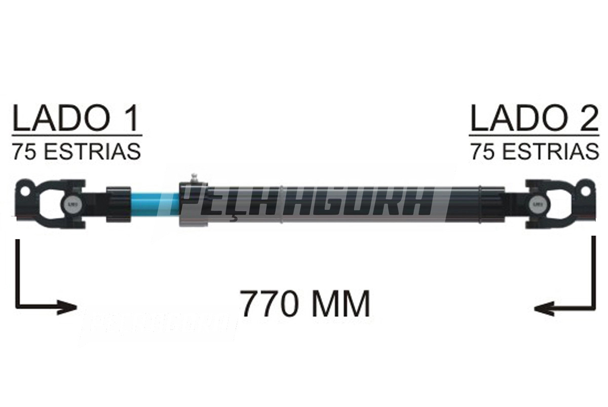 COLUNA DIRECAO COMPLETA 770MM PARA SCANIA T113 1991 A 1998 T143 (1678719)