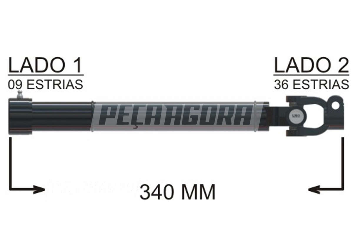 COLUNA DIRECAO PARCIAL 340MM FORD 1215 1217 1415 1417 1419 1421 1422 1617 1621 (