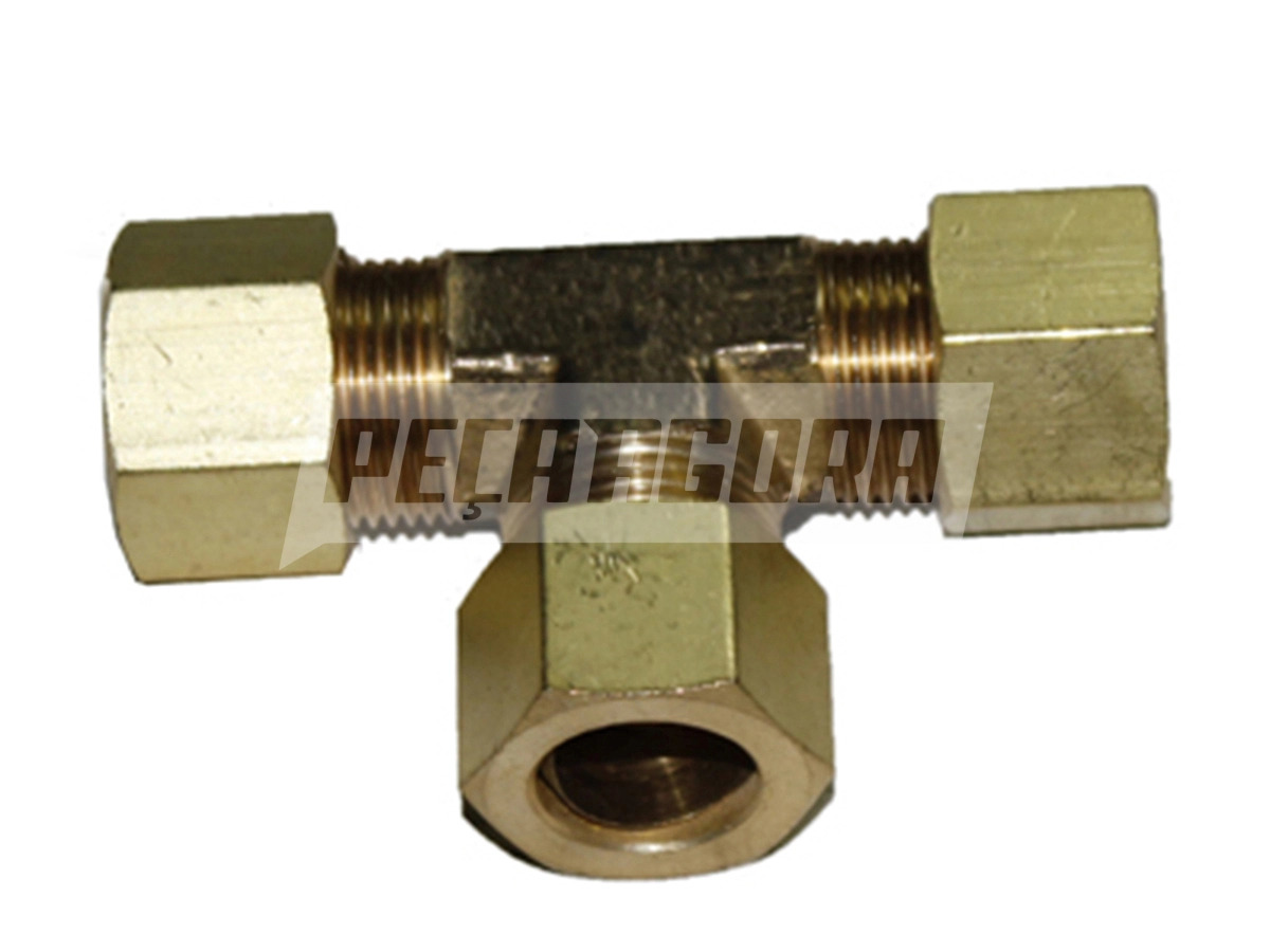 CONEXAO TEE UNIAO 5/8 COM PORCA E ANILHA . (0193)