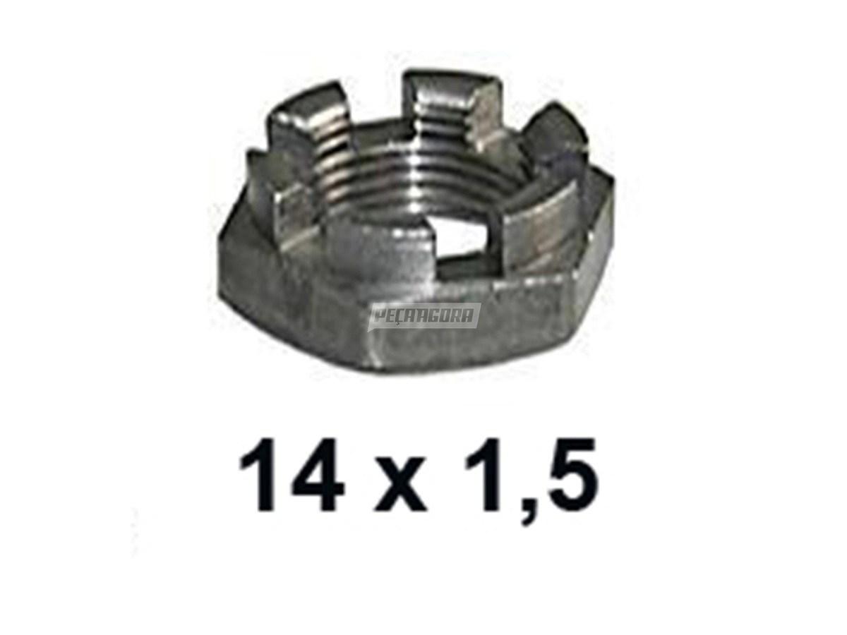 PORCA CASTELO BAIXA M14X1,5 COM COROA CHAVE 22 POL MB 608 708 371 (000937014000)