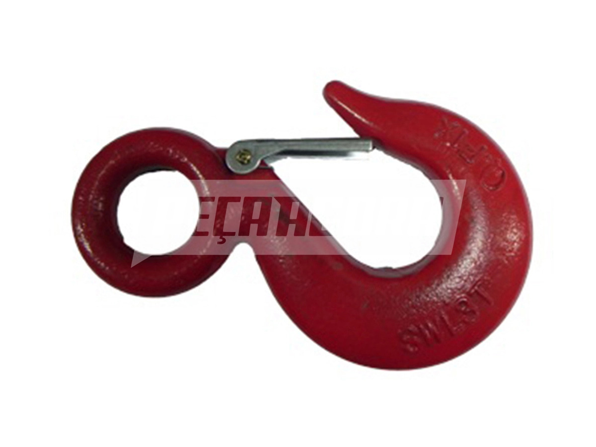 GANCHO SEGURANCA 3 TONELADAS FORJADO CARBONADO COM OLHAL COM TRAVA (59910466093,