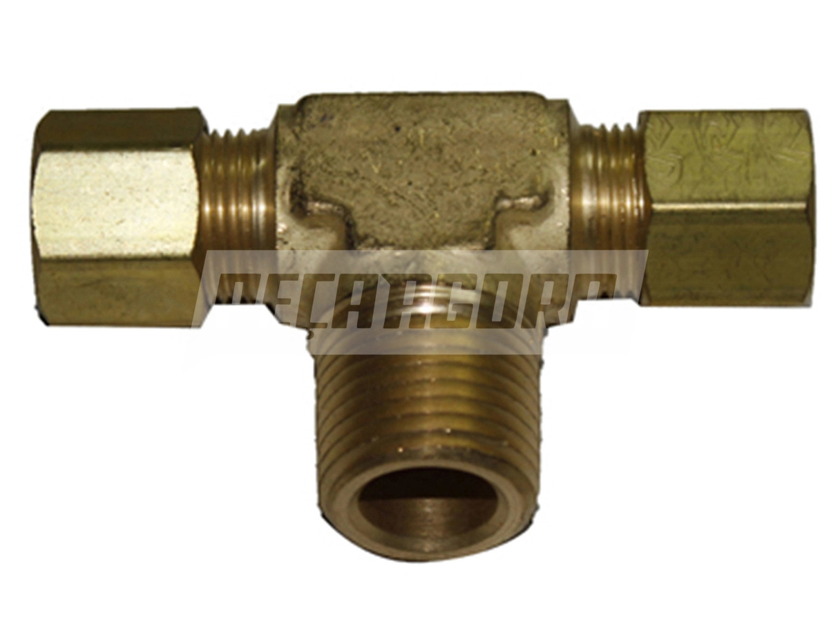 CONEXAO TEE CENTRAL 1/2 NPT X 1/2 TUBO PORCA E ANILHA . (0181,)