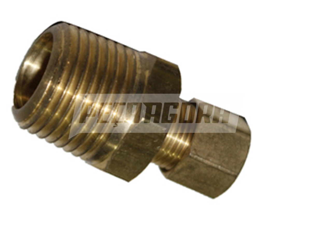 CONECTOR FREIO MACHO 1/2'' NPT X MACHO 5/16'' TUBO NYLON PORCA E ANILHA (VC1484)