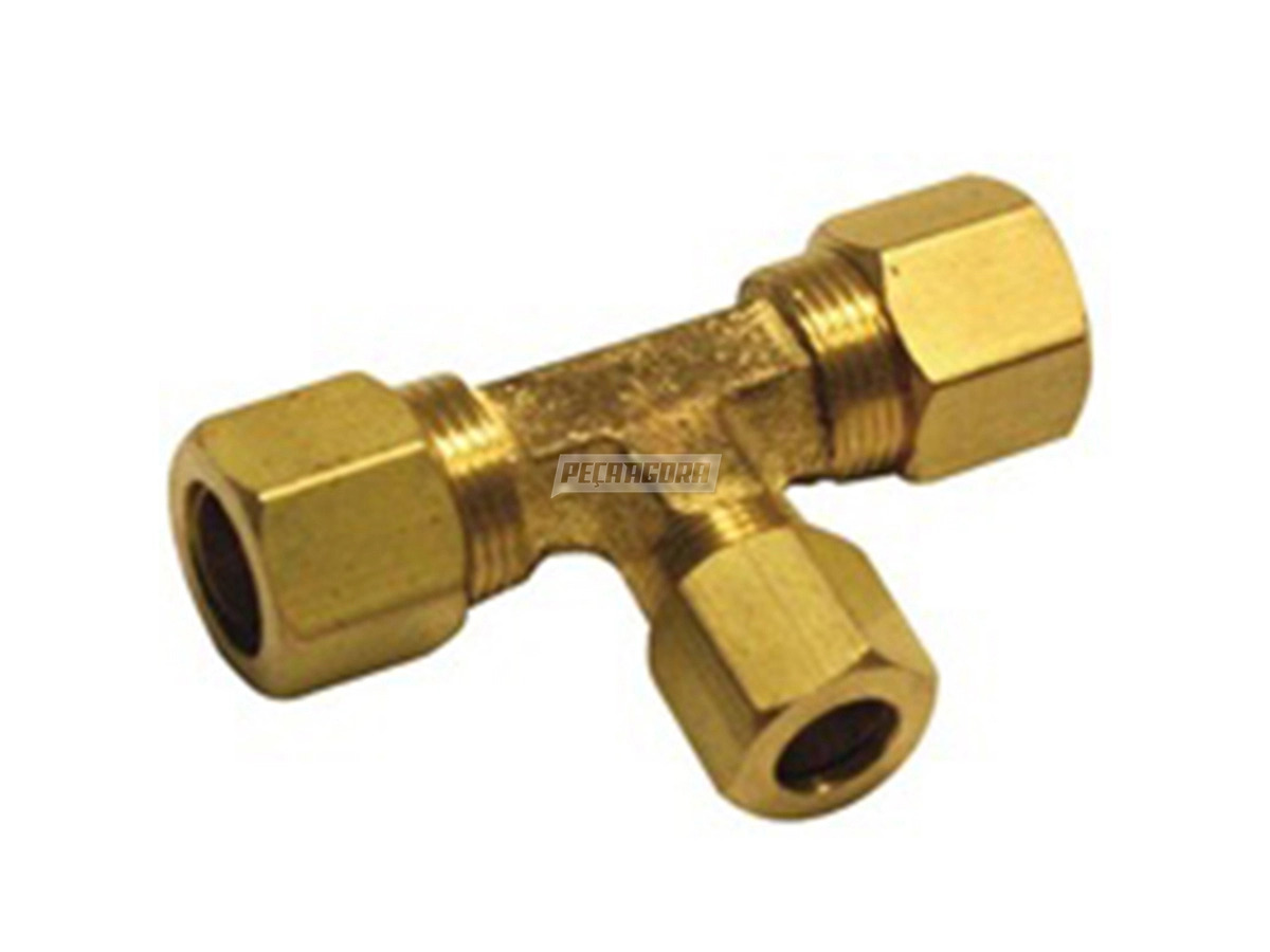 CONEXAO TEE UNIAO 1/4 COM PORCA E ANILHA . (0188,)