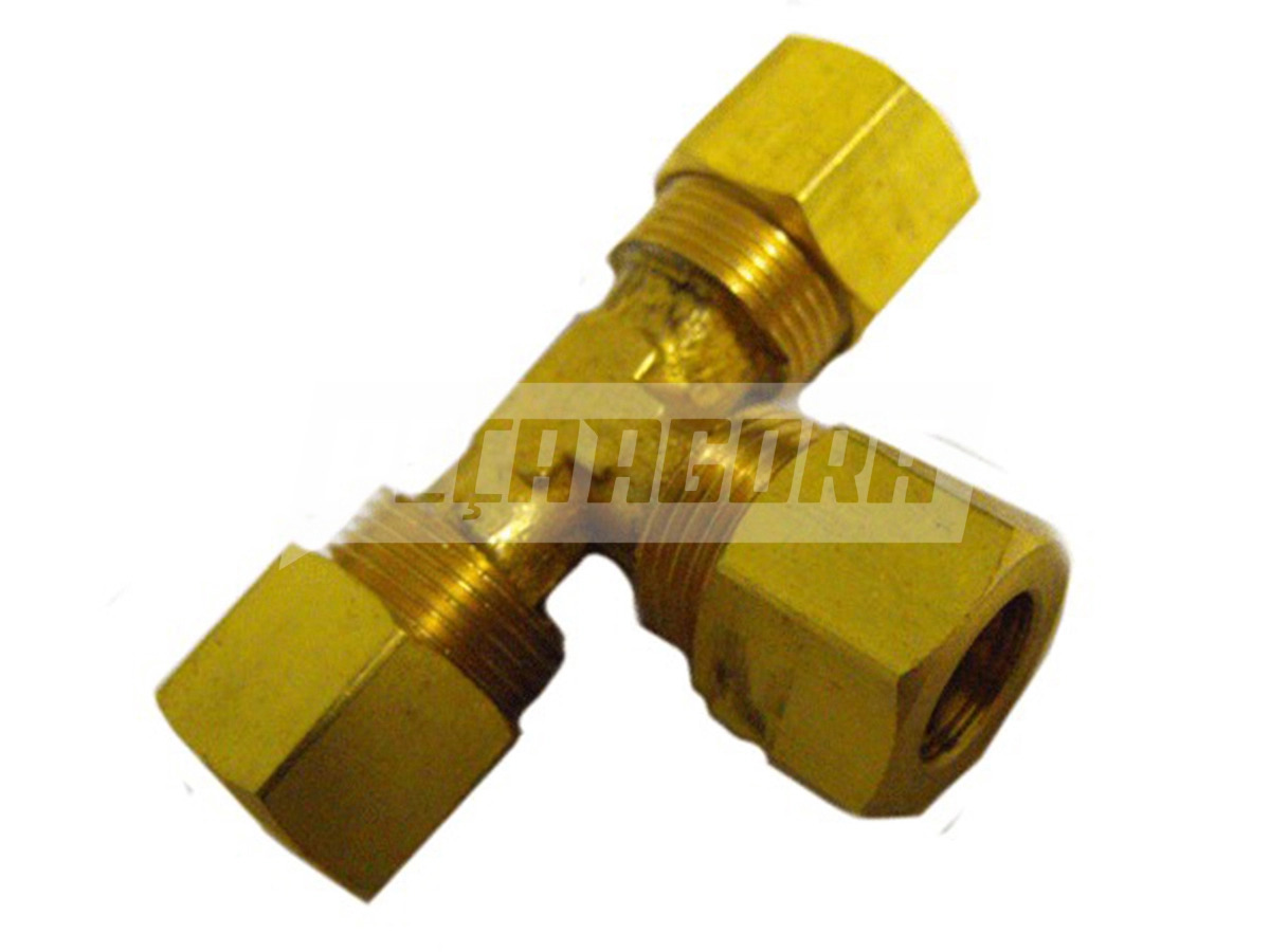 CONEXAO TEE UNIAO 3/8 COM PORCA E ANILHA . (0190)